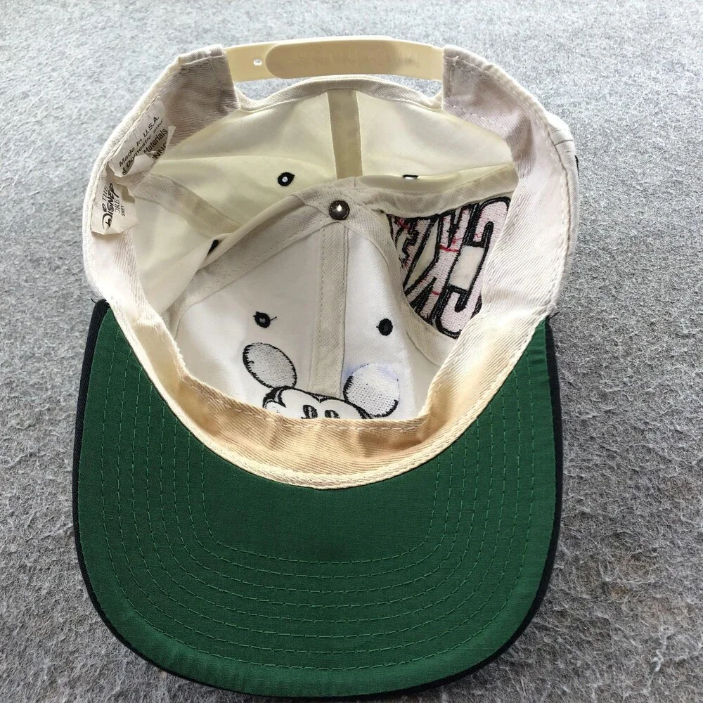 Vintage Disney Hat Cap Snap Back Mens One Size White Mickey Mouse USA